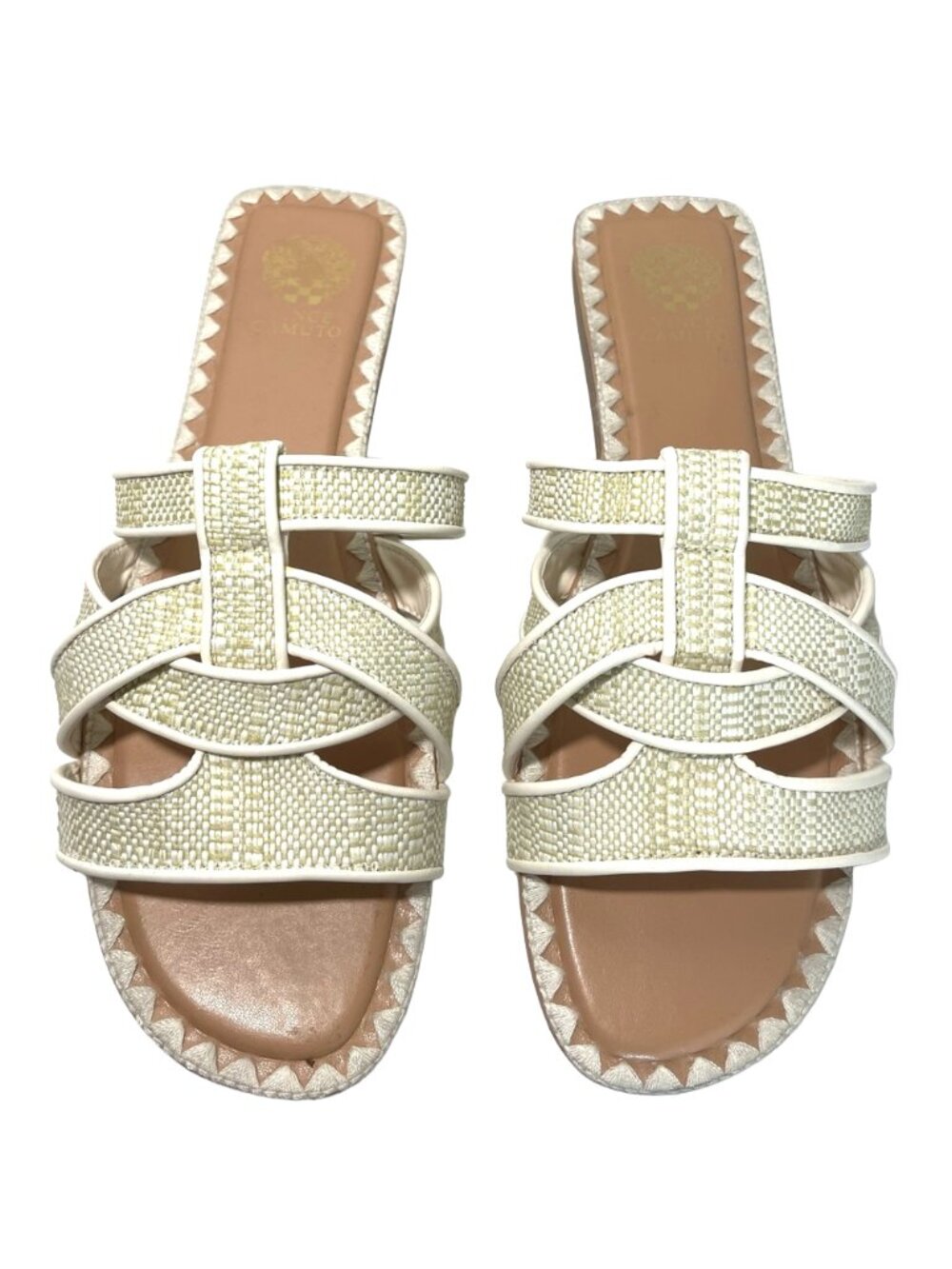 Vince Camuto Cream Woven Sandal Slides 10